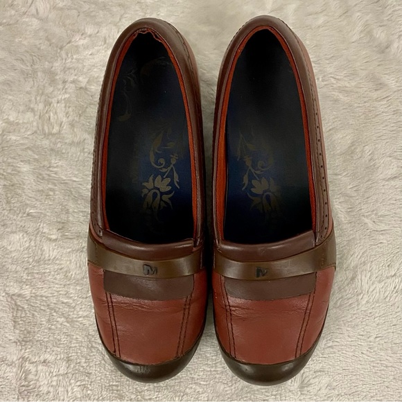 Merrell Plaza Moc Wedge Moccasins Women’s Size 8.5 Dark Autumn Leather Slip-ons - Picture 5 of 10